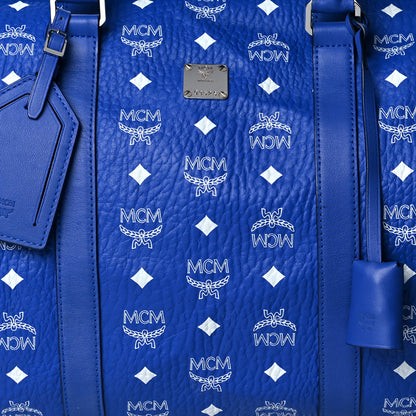 MCM Visetos Medium Traveler Weekender Duffle Bag Blue 7 of 10
