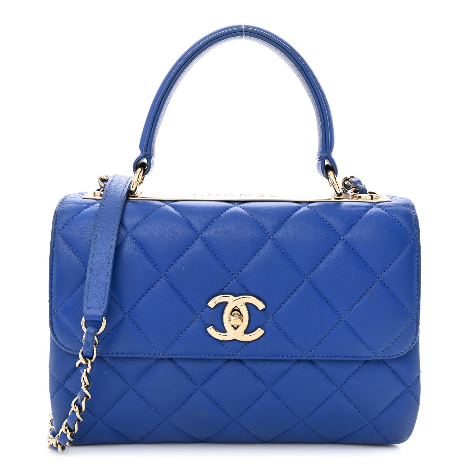 Chanel Lambskin Quilted Small Trendy CC Flap Dual Handle Bag Blue 1 of 11