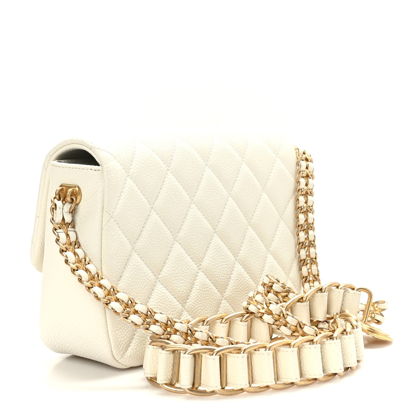 Caviar Quilted Chain Soul Flap White