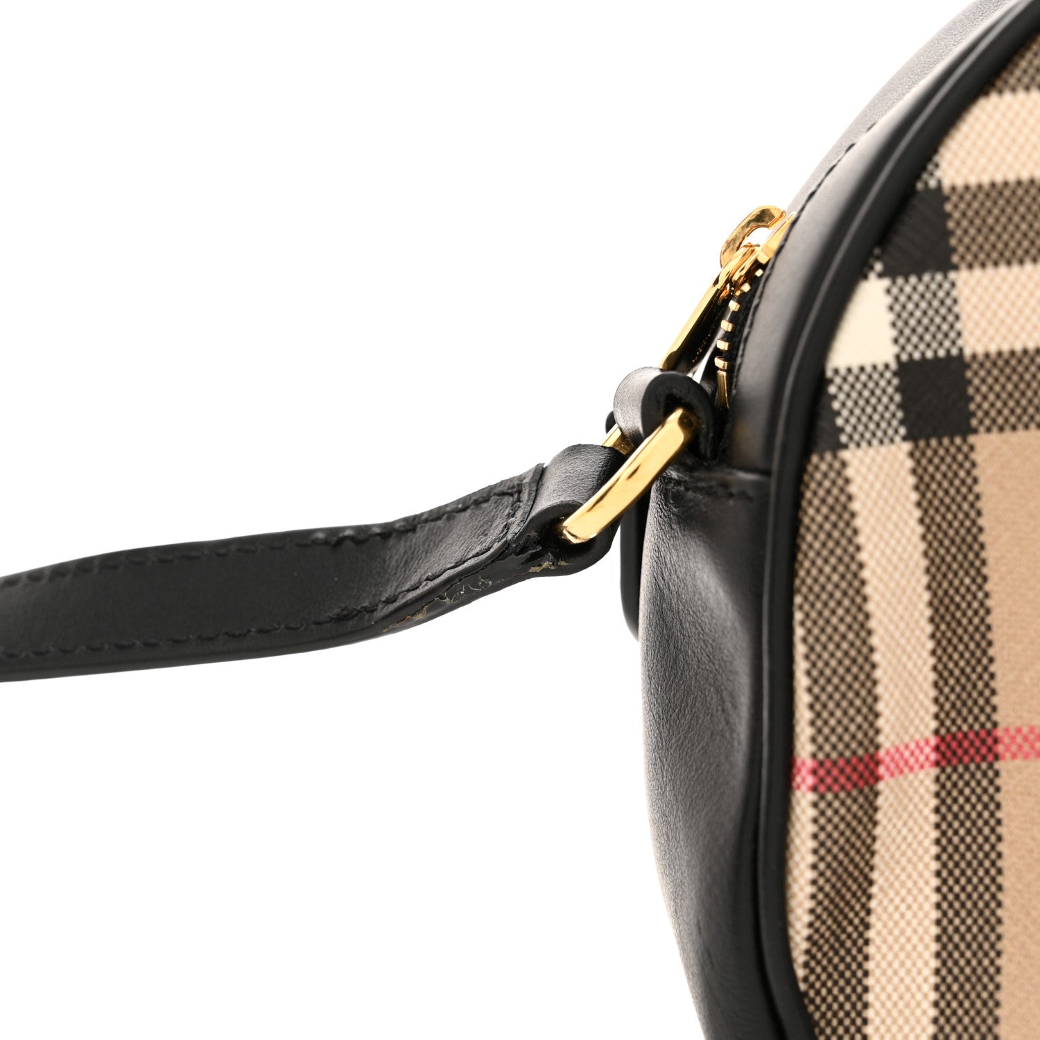 Burberry Vintage Check Canvas Calfskin Louise Bag Archive Beige Black 12 of 14