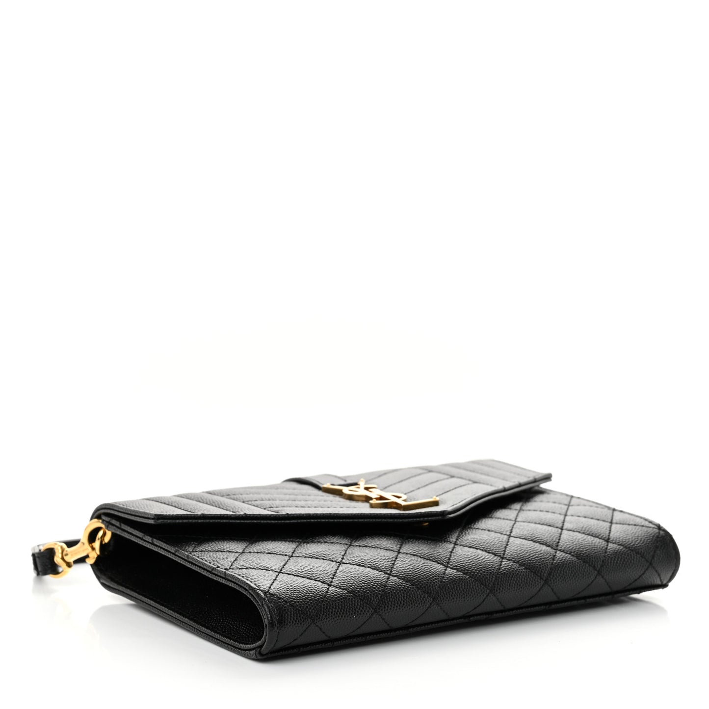 Grain De Poudre Textured Mixed Matelasse Triquilt Monogram Clutch Black