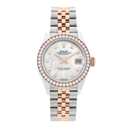 Rolex Stainless Steel 18K Everose Gold Diamond Bezel Mother of Pearl 28mm Oyster Perpetual Datejust Watch 279381RBR 1 of 5