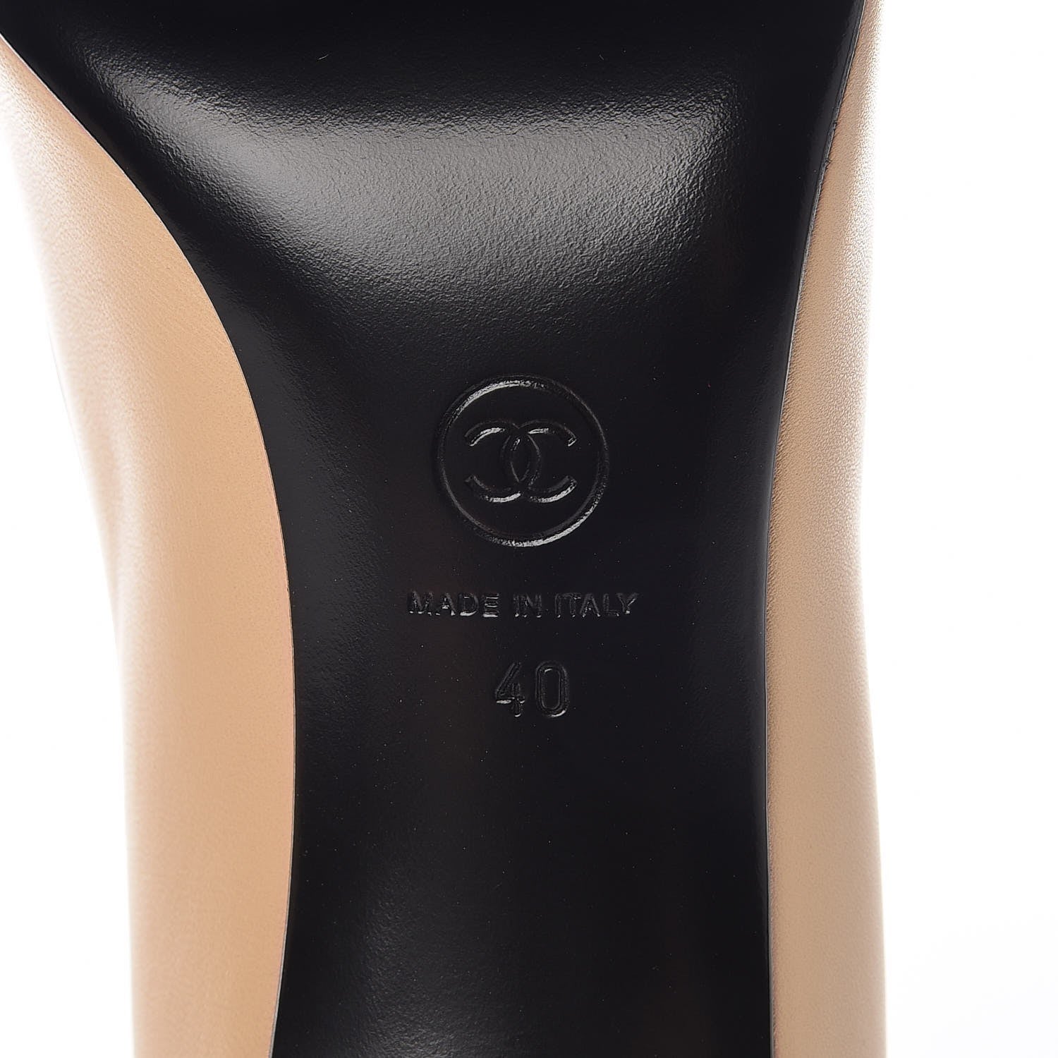 Chanel Lambskin Cap Toe Bow Pumps 40 Beige Black 6 of 10