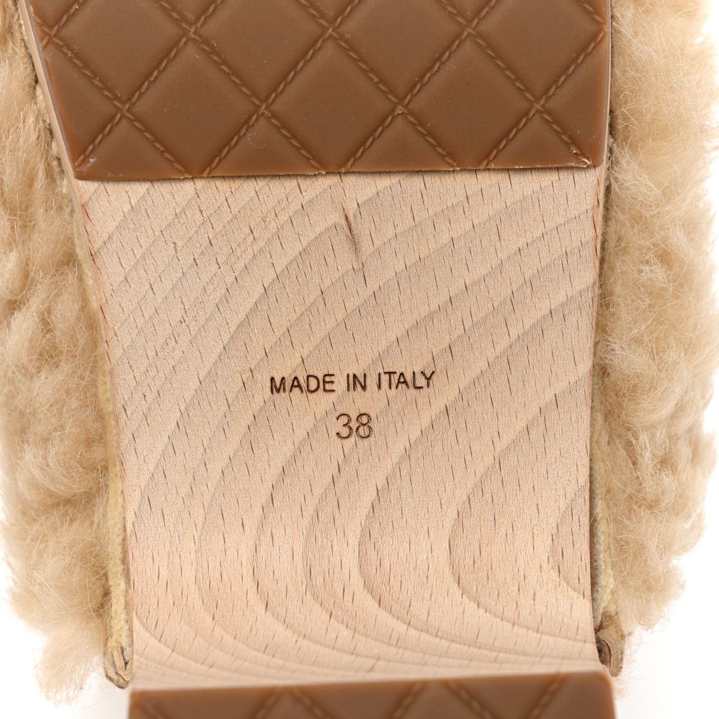 Shearling Lambskin Clogs 38 Beige