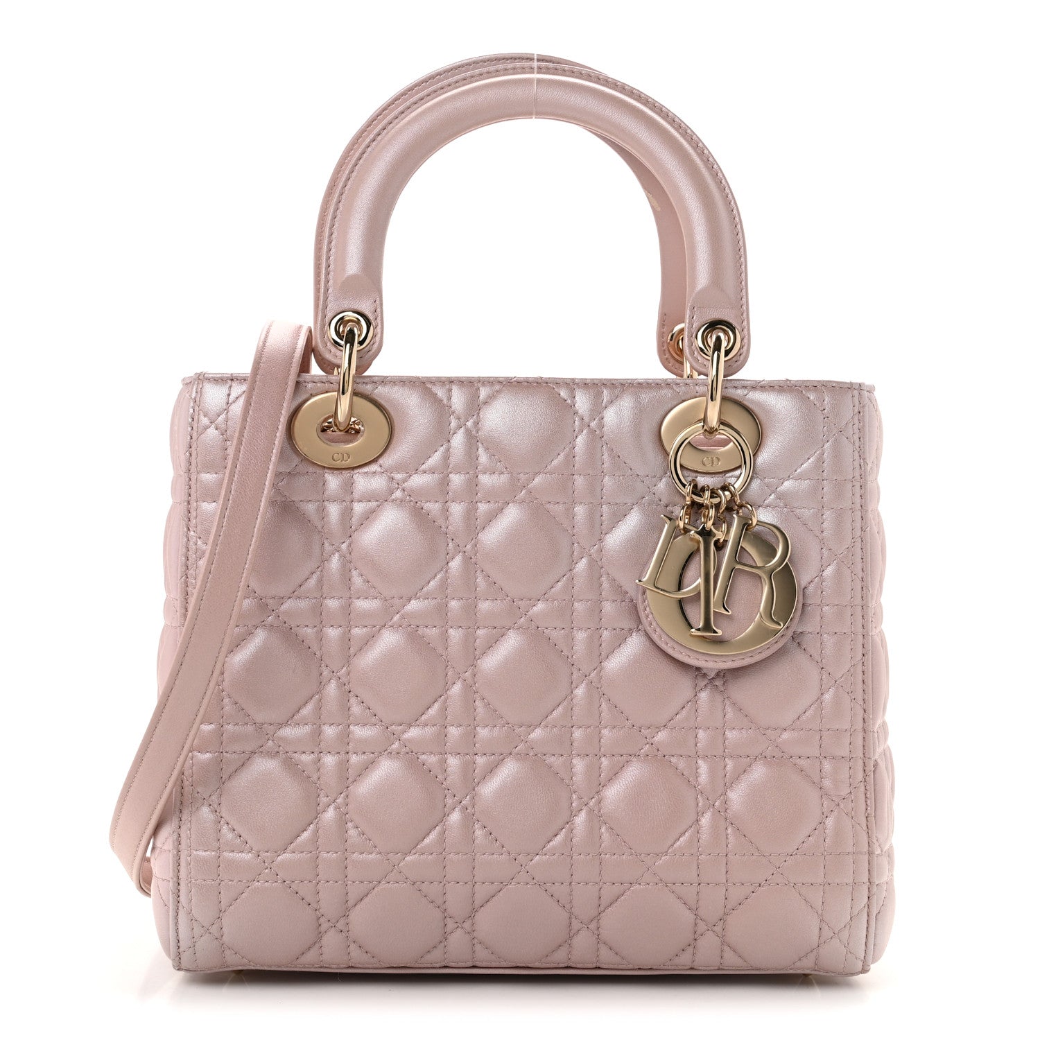 Christian Dior Pearly Lambskin Cannage Medium Lady Dior Lotus 1 of 13