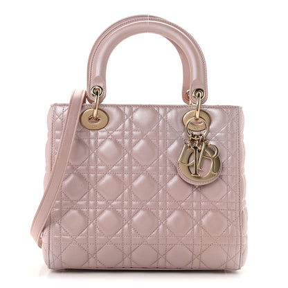 Christian Dior Pearly Lambskin Cannage Medium Lady Dior Lotus 1 of 13