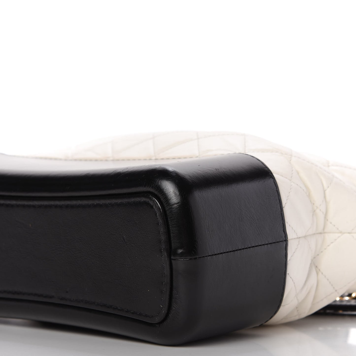 Aged Calfskin Quilted Medium Gabrielle Hobo Black White