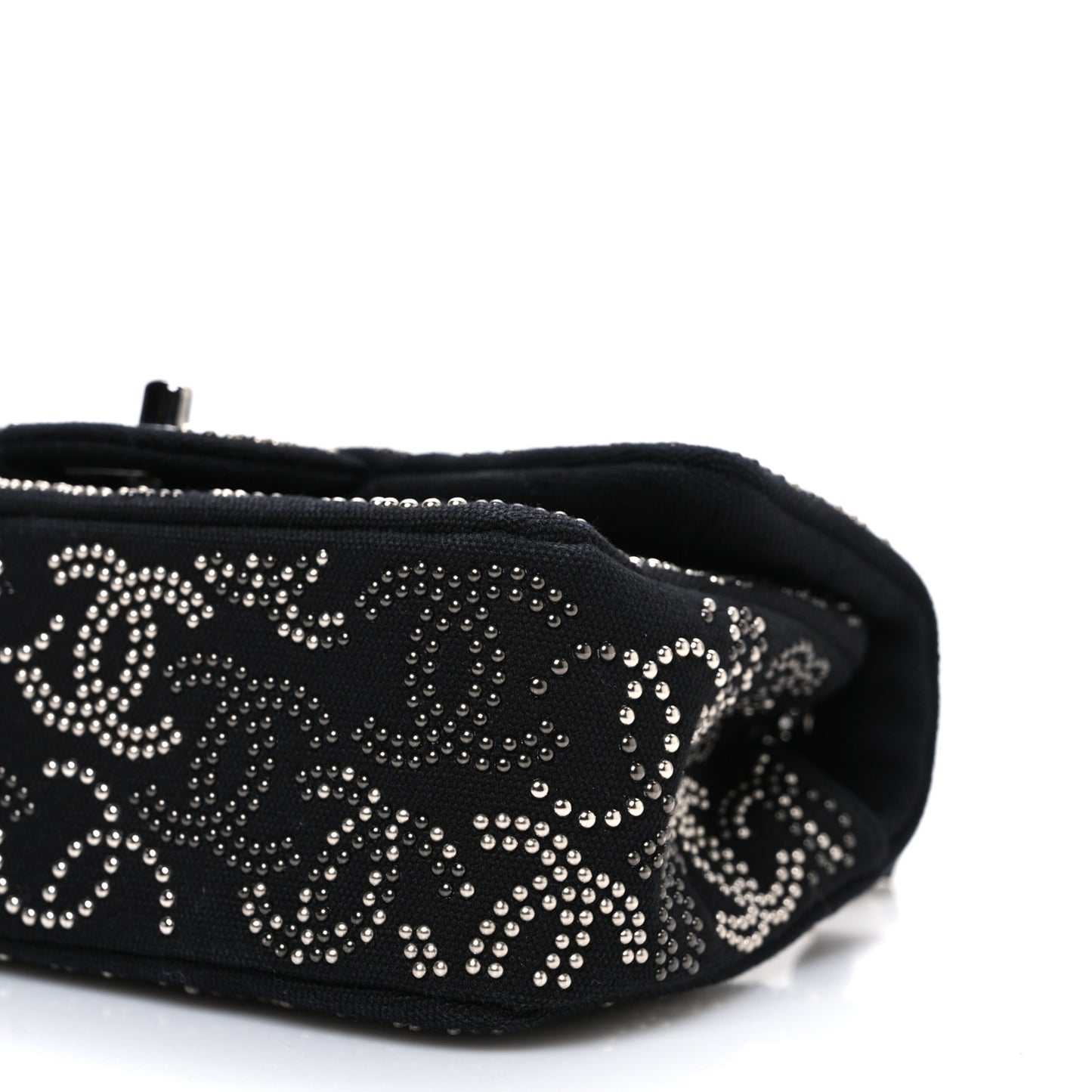 Canvas Studded Mini Rectangular Flap Black
