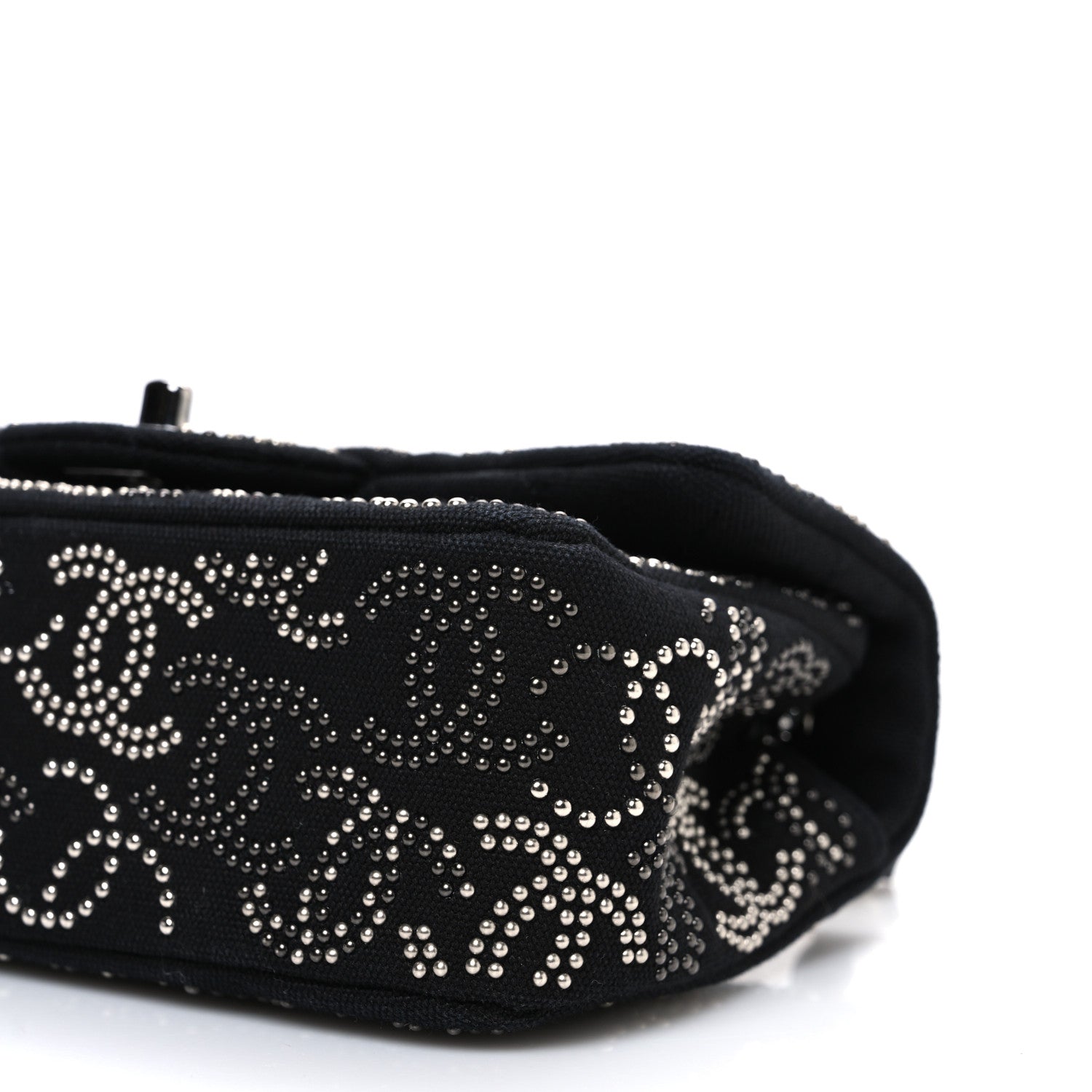 Chanel Canvas Studded Mini Rectangular Flap Black 10 of 10