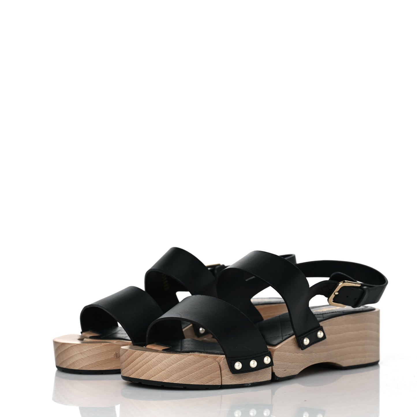 Calfskin CC Sandal Clogs 40 Black