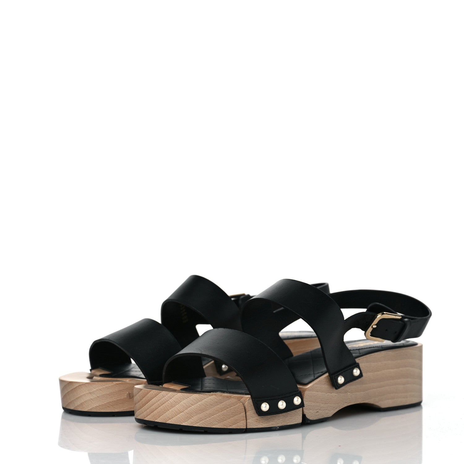 Chanel Calfskin CC Sandal Clogs 40 Black 3 of 8