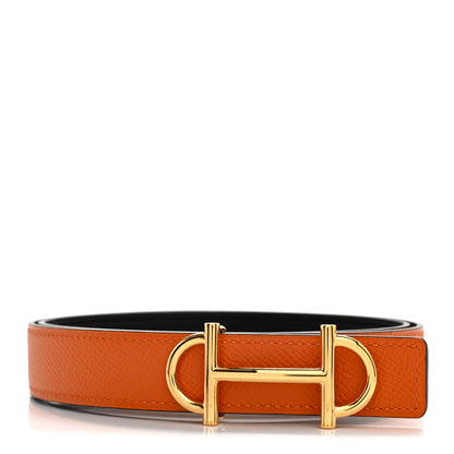 Hermes Swift Epsom 24mm Gamma Belt 75 30 Black Orange 2 of 7
