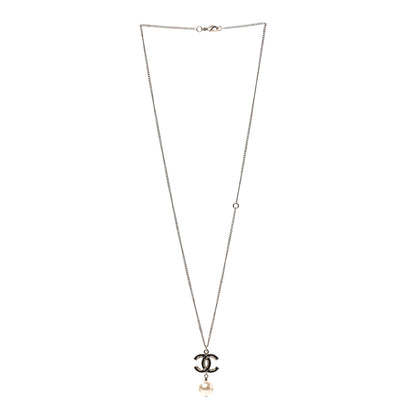 Chanel Pearl Enamel CC Drop Necklace Gold 3 of 5