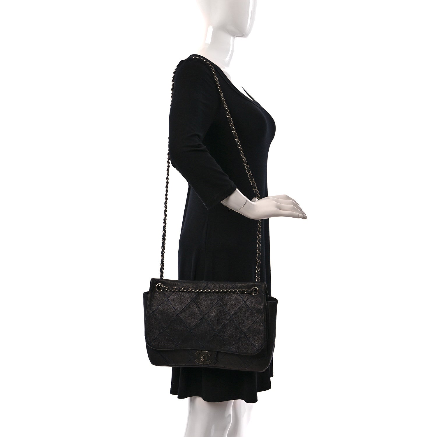 Chanel Caviar Outdoor Ligne Flap Navy 2 of 10