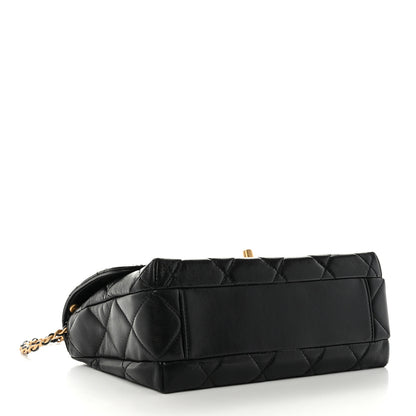 Chanel Lambskin Quilted Pearl Crystal Logo Flap Black 4 of 10
