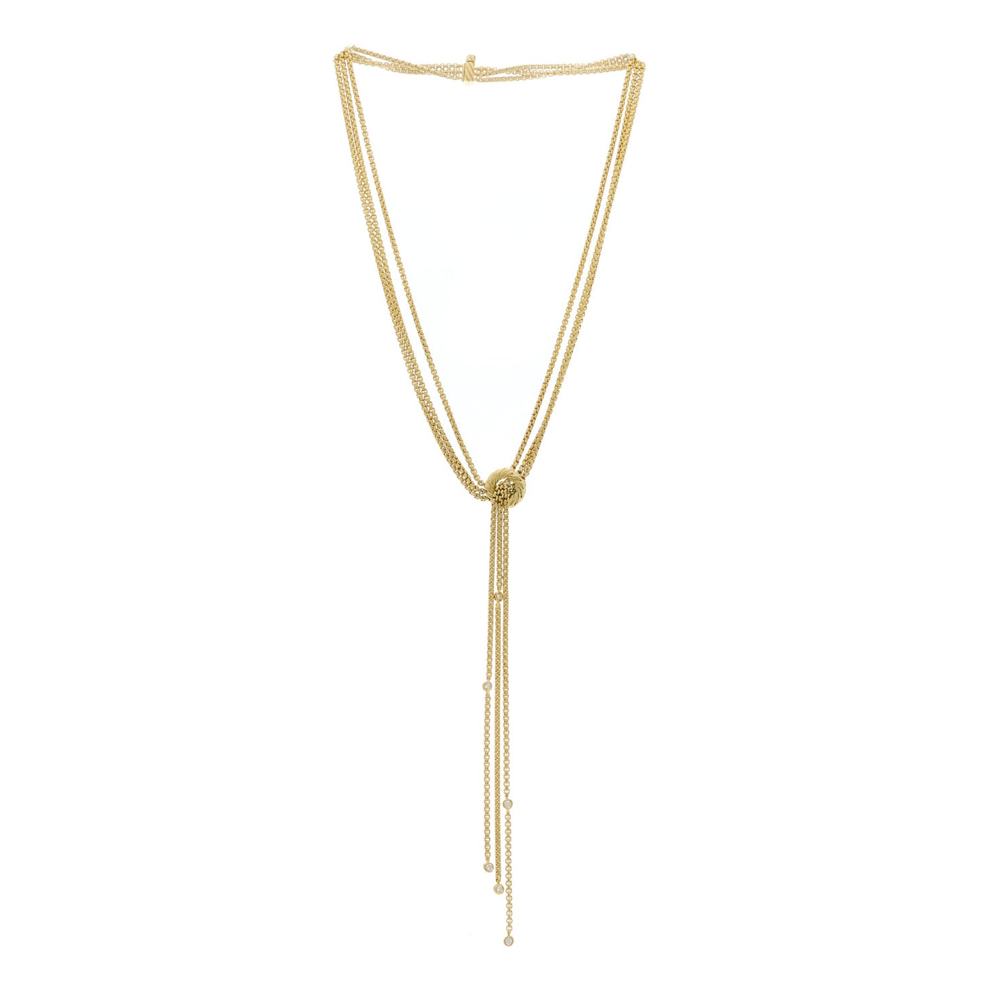DAVID YURMAN 18K Yellow Gold Diamond Three Strand Lariat Tassel Necklace