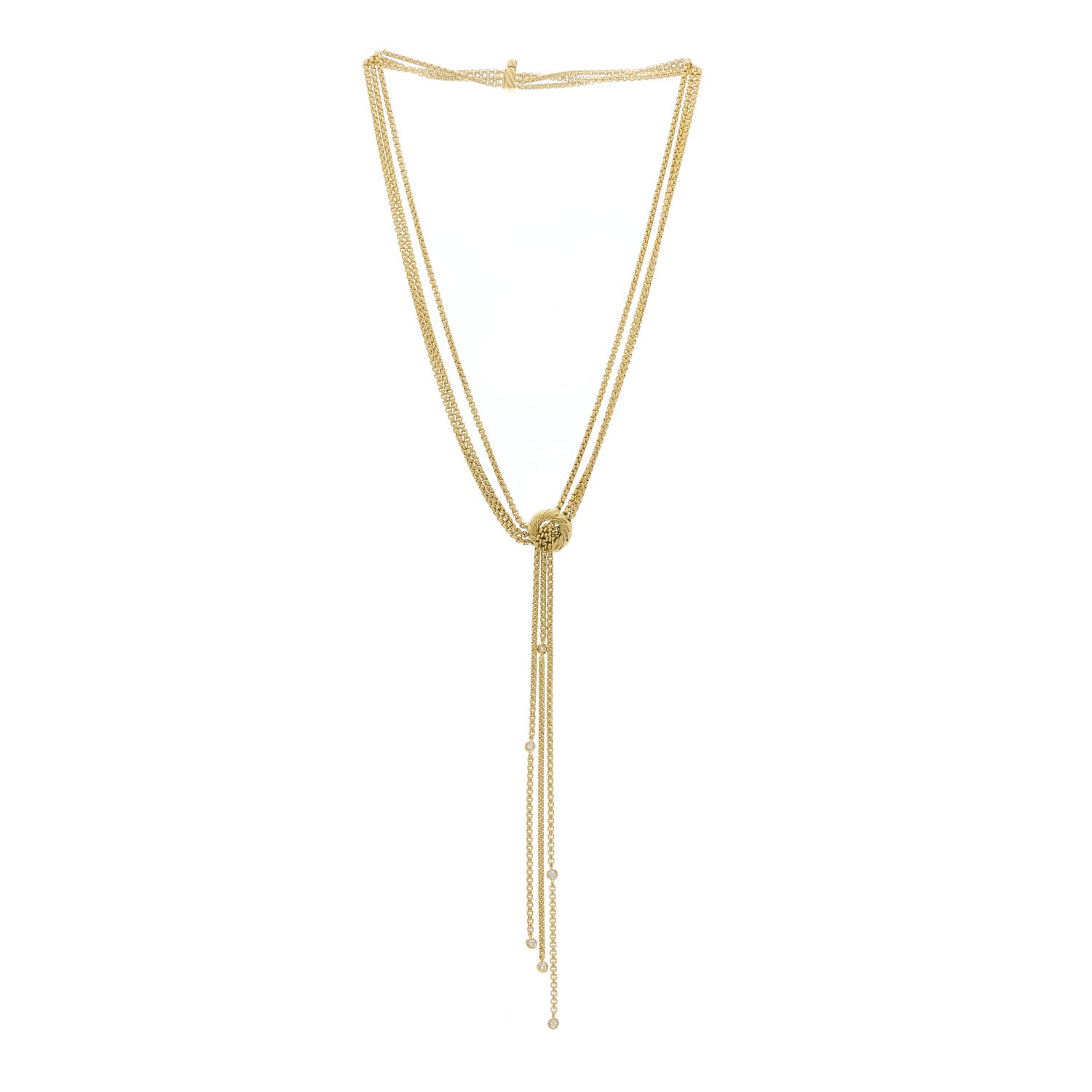 David Yurman DAVID YURMAN 18K Yellow Gold Diamond Three Strand Lariat Tassel Necklace 2 of 4