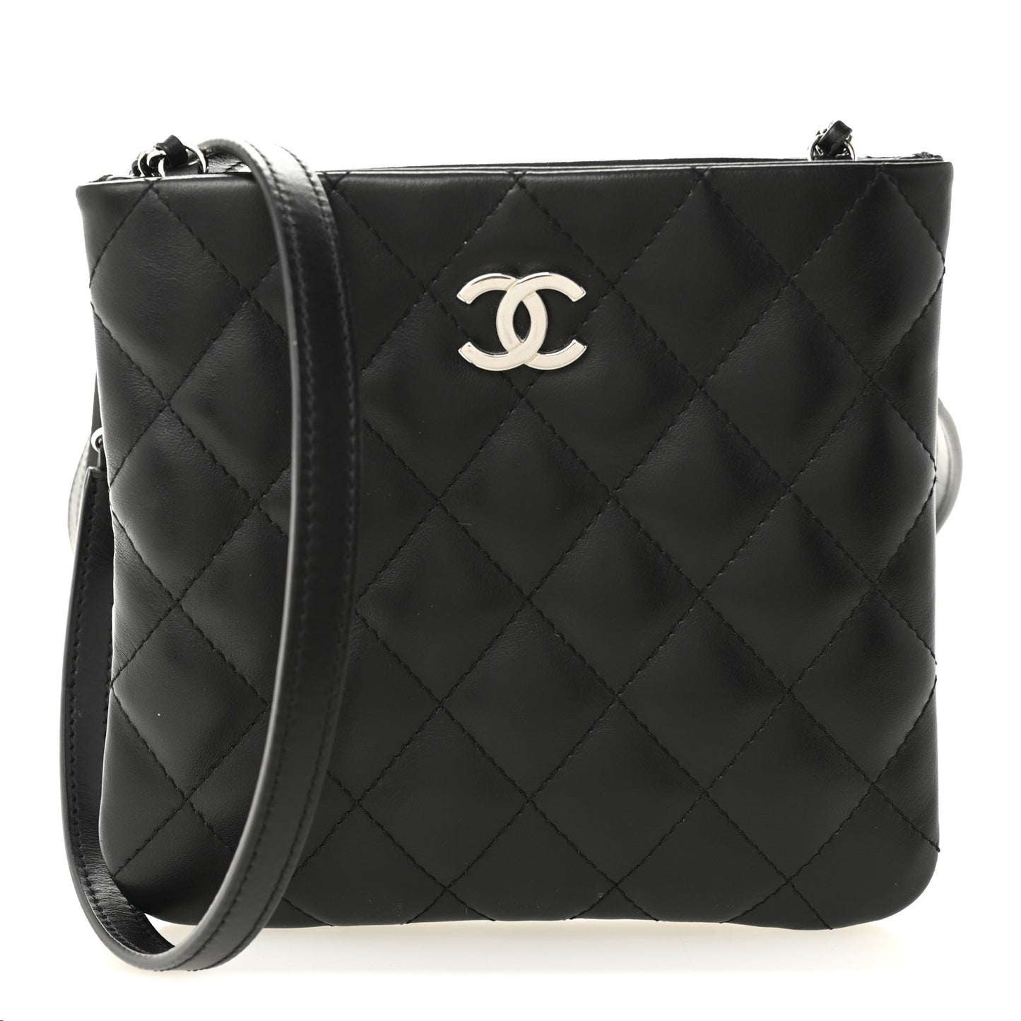 Lambskin Quilted Crossbody Bag Black