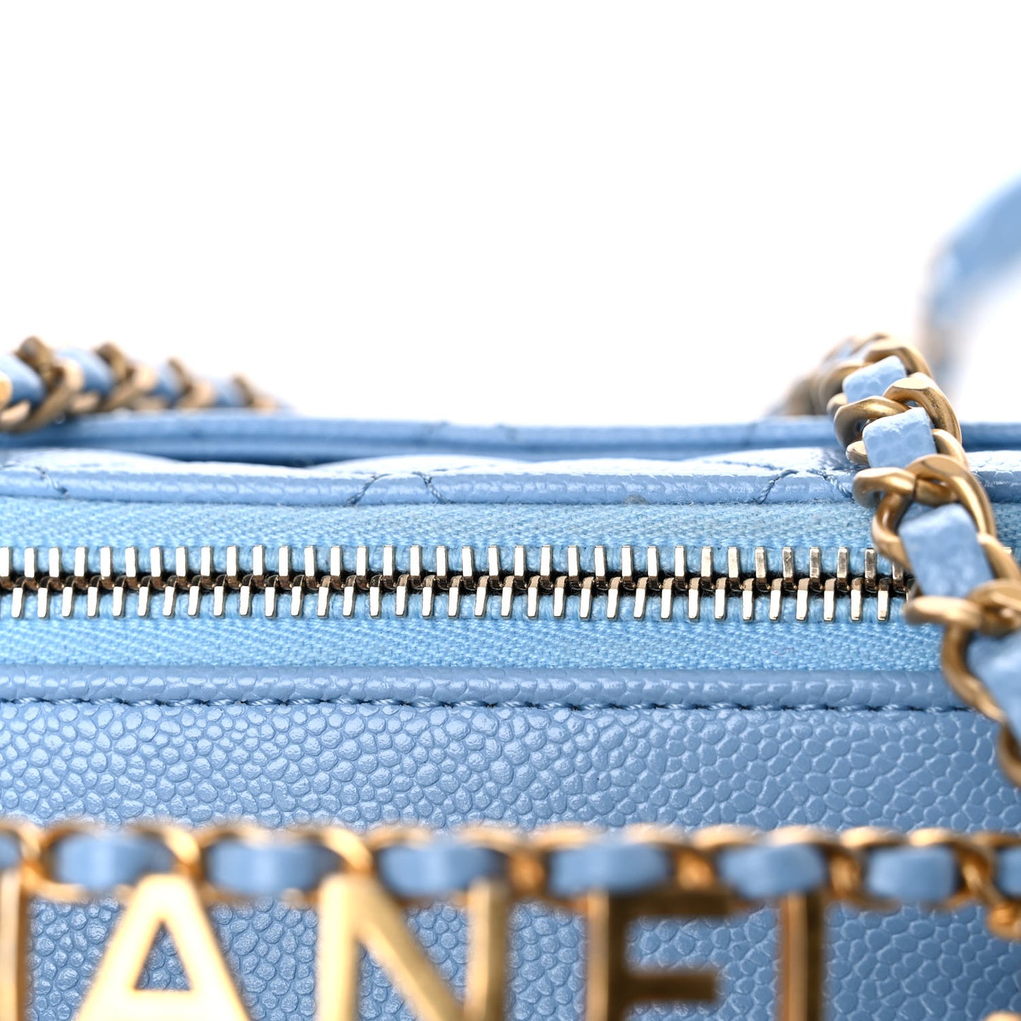 Caviar Quilted Small Pick Me Up Vanity Case Light Blue