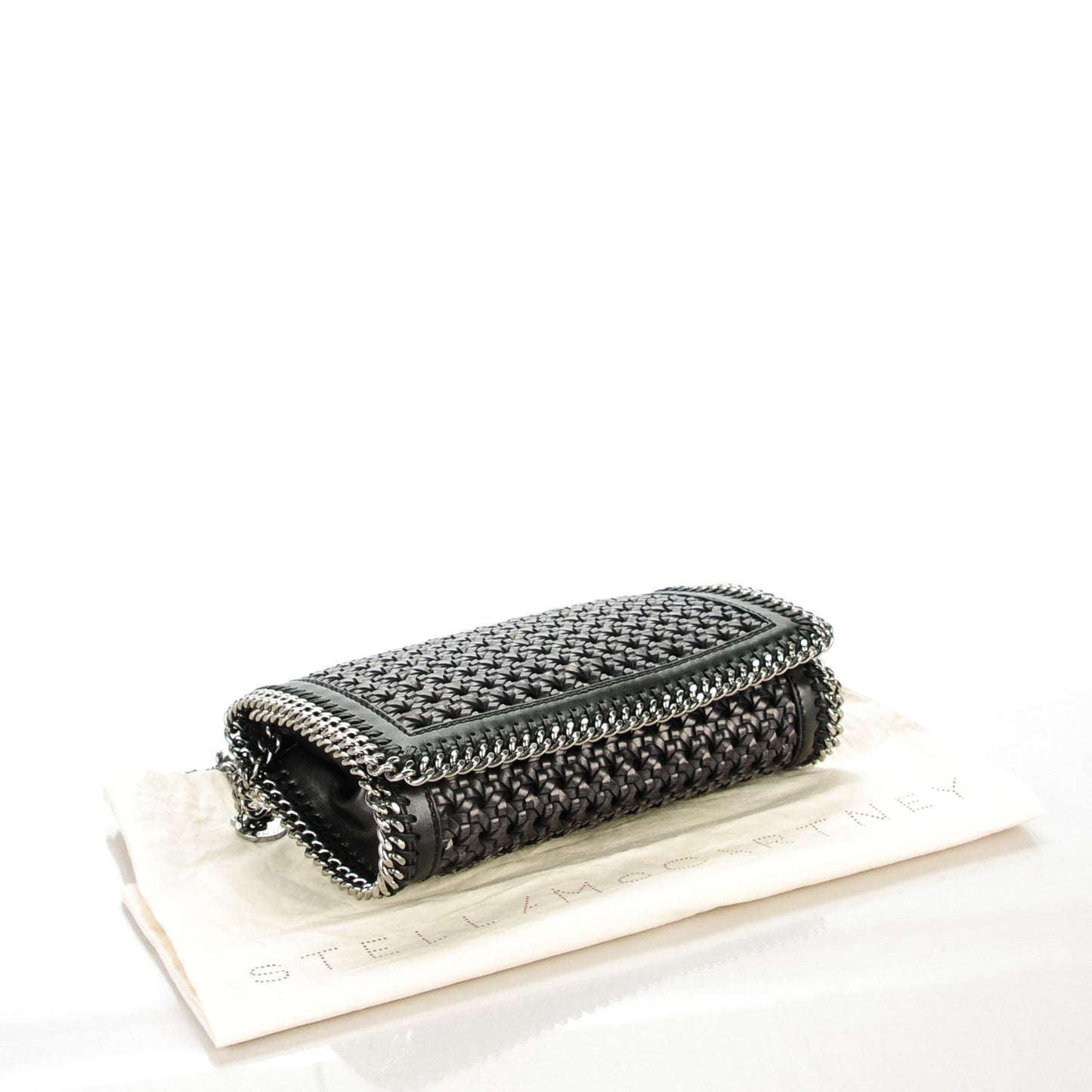 Faux Leather Woven Crossbody Black
