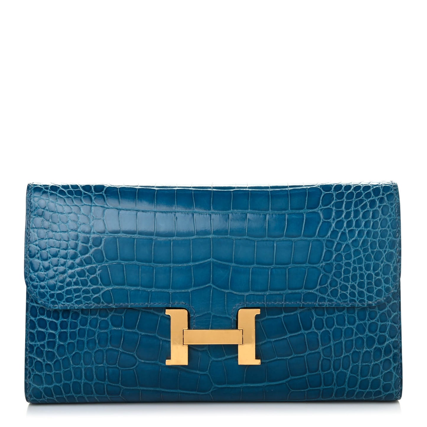 Shiny Alligator Constance Wallet Bleu Izmir
