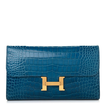 Hermes Shiny Alligator Constance Wallet Bleu Izmir 1 of 4