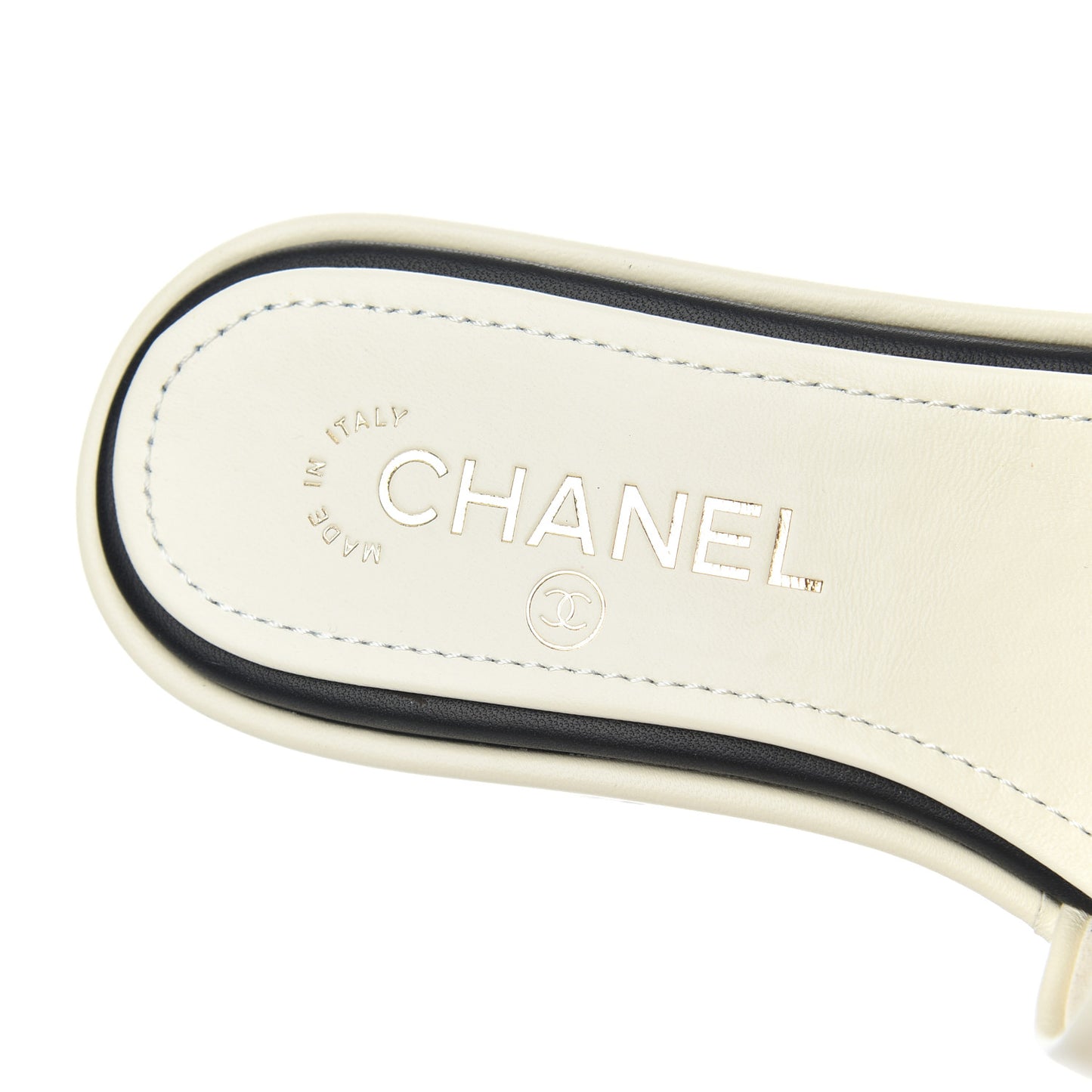 Lambskin Embroidered Logo Mules 37 Ivory Black