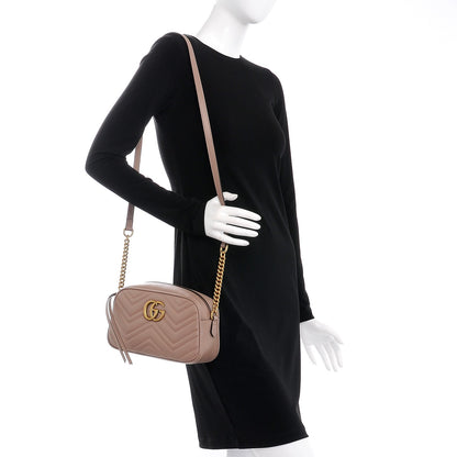 Gucci Calfskin Matelasse Small GG Marmont Chain Shoulder Bag Porcelain Rose 2 of 7