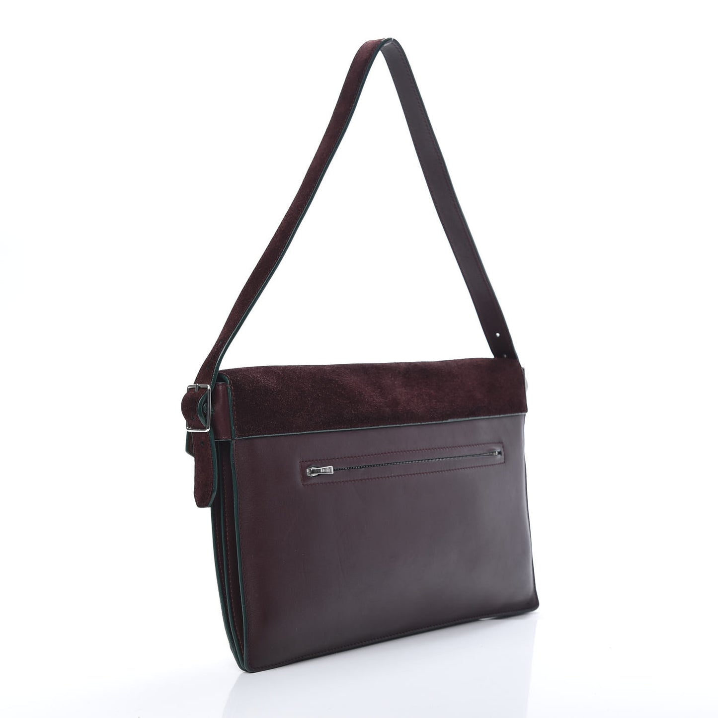 Suede Calfskin Pony Hair Medium Tri-Color Diamond Shoulder Bag Blood