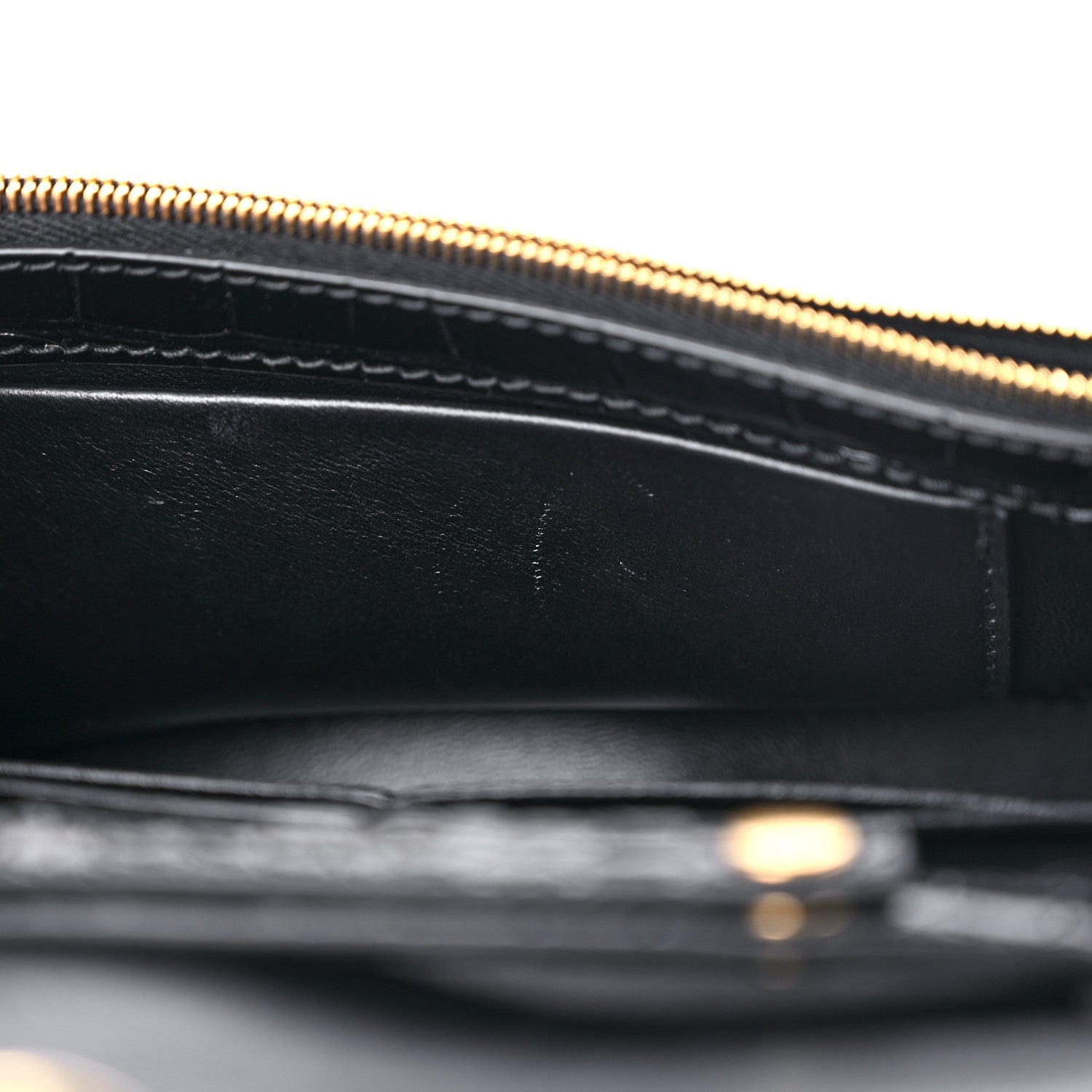 Balenciaga Shiny Calfskin Crocodile Embossed Hourglass Chain Bag Black 10 of 10
