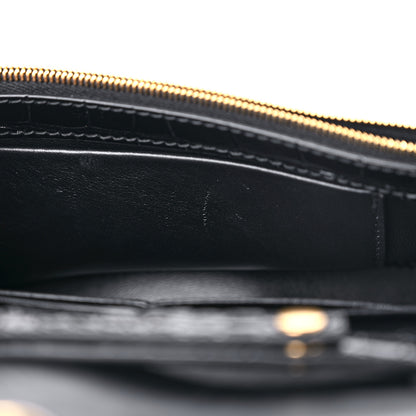 Balenciaga Shiny Calfskin Crocodile Embossed Hourglass Chain Bag Black 10 of 10