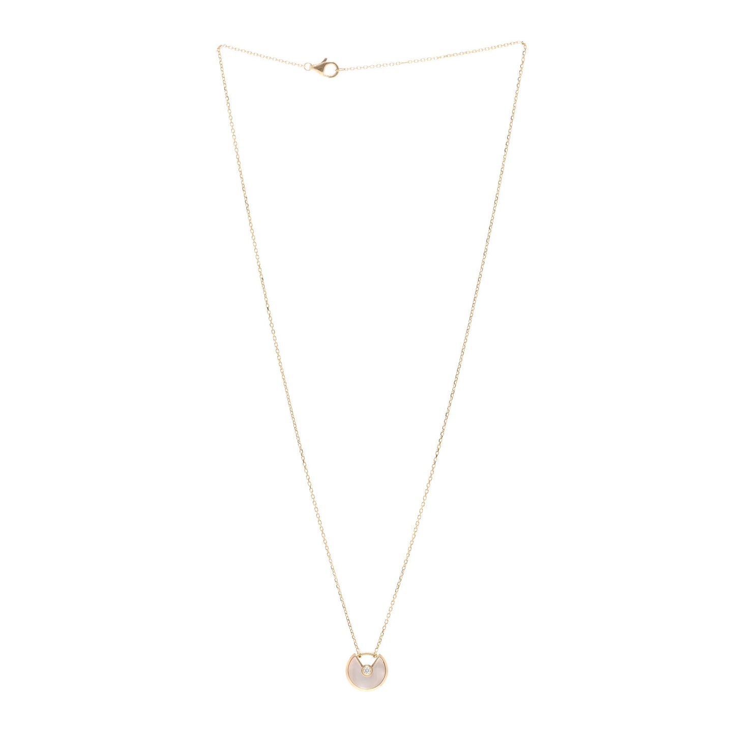 18K Yellow Gold Diamond Mother of Pearl XS Amulette de Cartier Pendant Necklace
