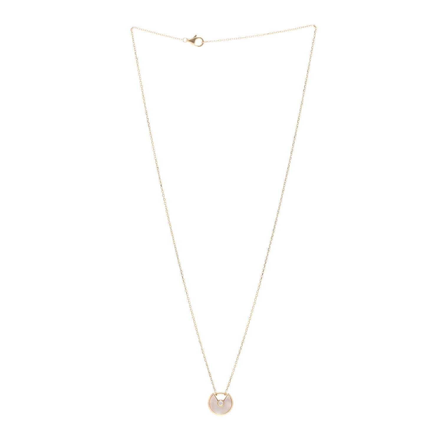 Cartier 18K Yellow Gold Diamond Mother of Pearl XS Amulette de Cartier Pendant Necklace 3 of 5
