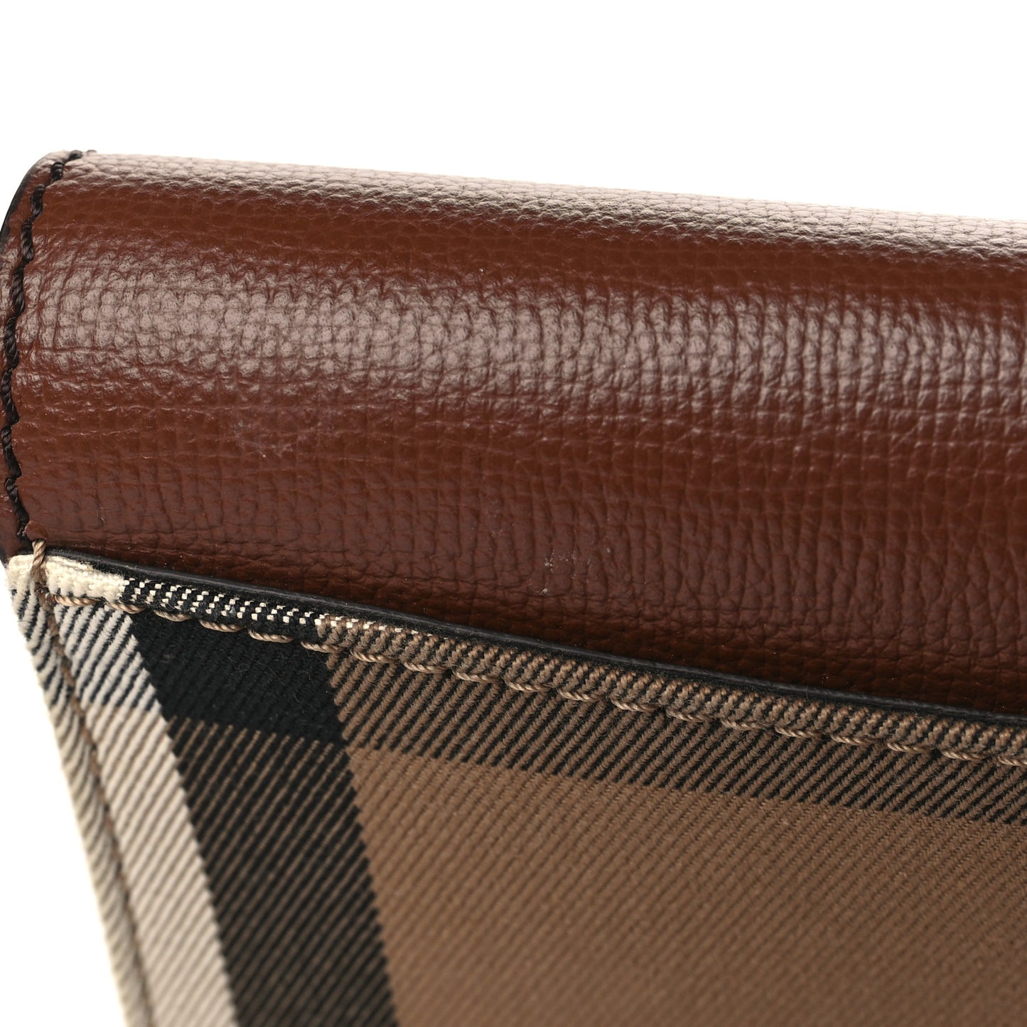 Grained Calfskin House Check Tartan Mix Hampshire Wallet On Chain Tan