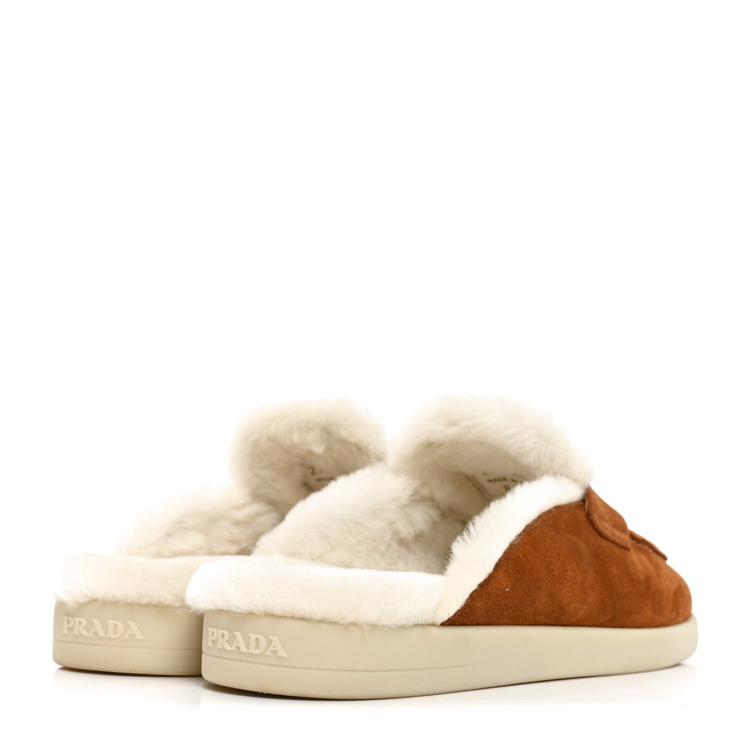 Prada Vitello Scamosciato Triangle Logo Loafer Mules 36 Cognac 4 of 9