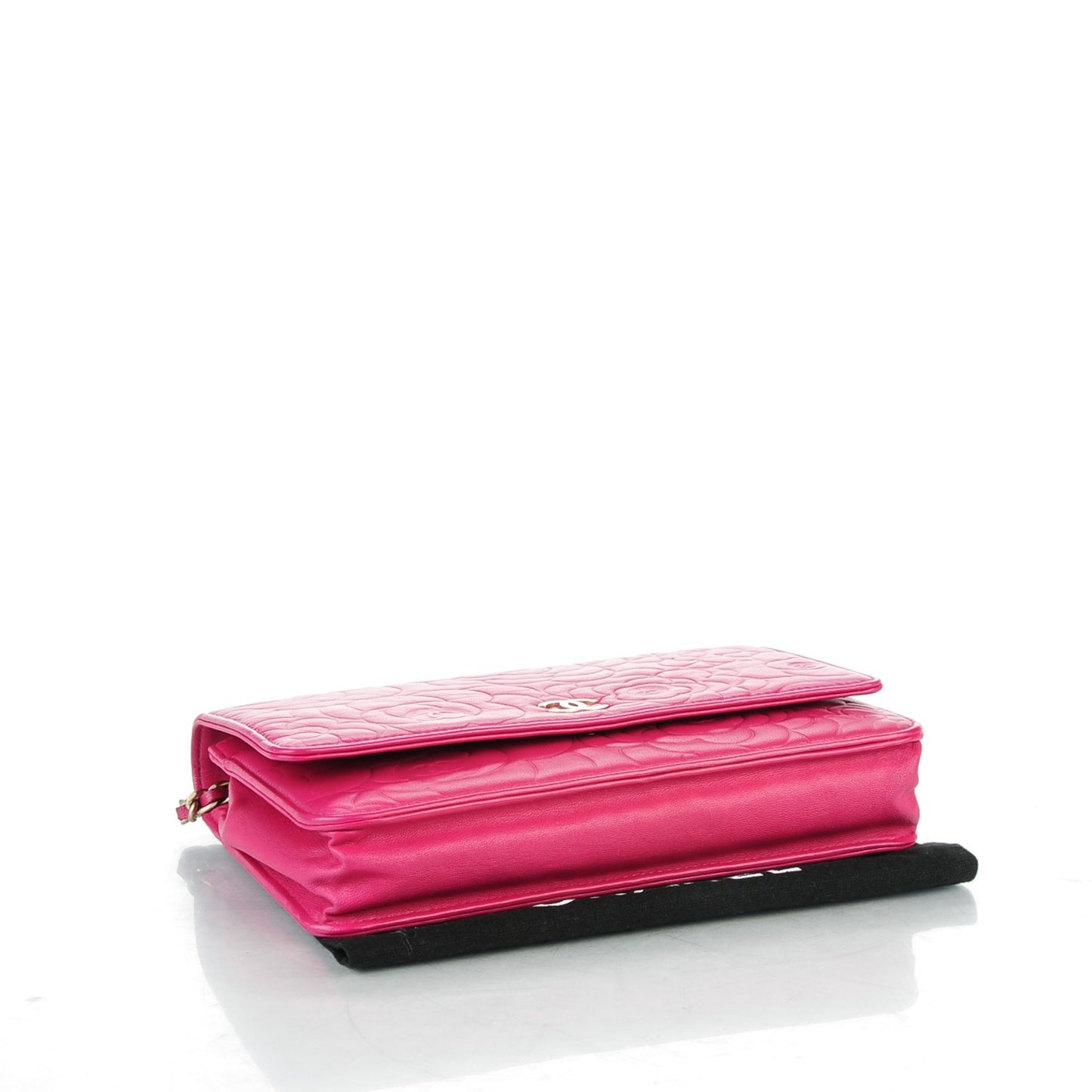Lambskin Camellia Embossed Wallet on Chain WOC Pink