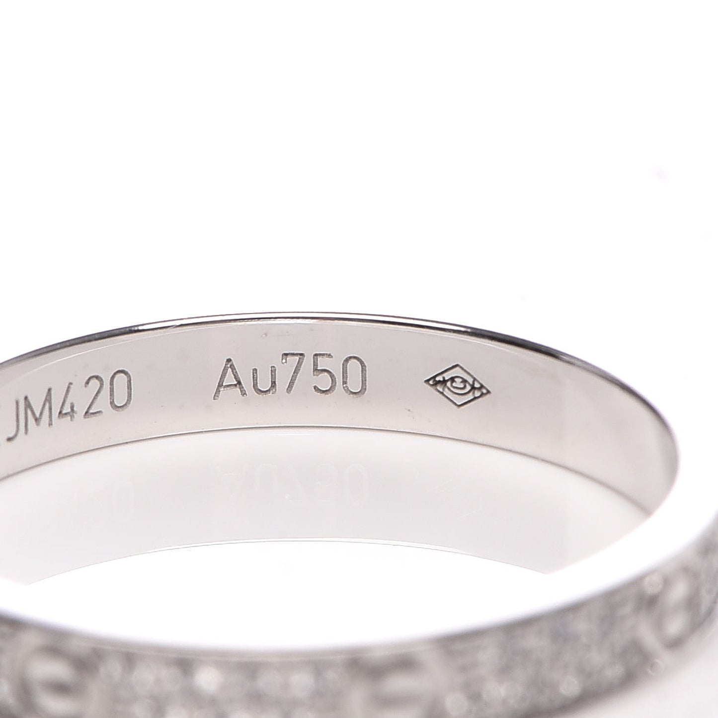 18K White Gold Diamond 2.6mm LOVE Paved Band Ring 50 5.25