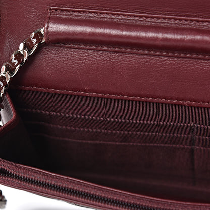 Chanel Patent Quilted Wallet On Chain WOC Burgundy 13 of 16