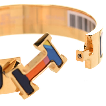 Hermes Enamel Narrow Print Toucans De Paradis Clic Clac H Bracelet PM Indigo Multicolor 7 of 9