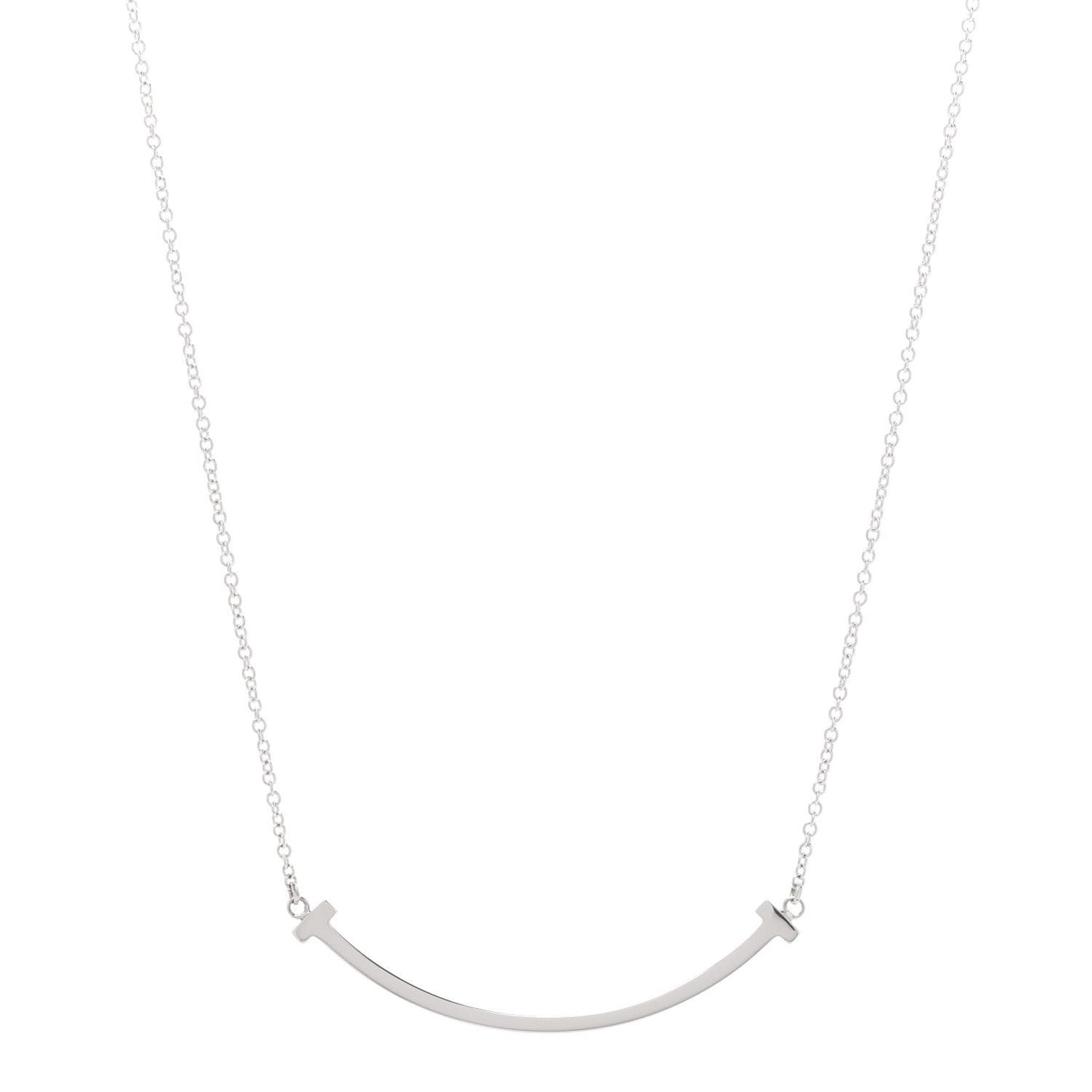 Sterling Silver Small T Smile Pendant Necklace