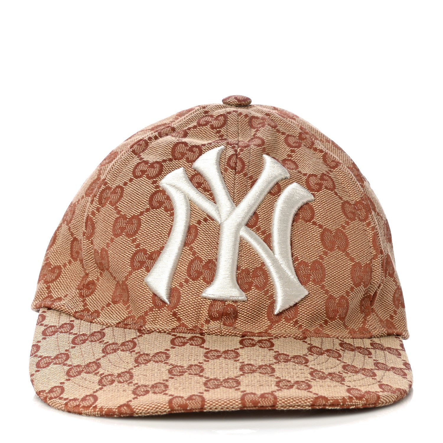 Gucci X MLB Monogram NY Yankees Baseball Hat 57-61 Beige Ruggine 5 of 10