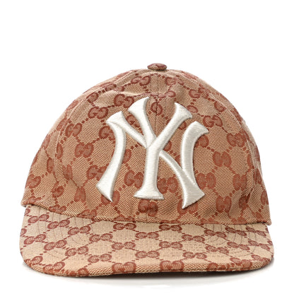 Gucci X MLB Monogram NY Yankees Baseball Hat 57-61 Beige Ruggine 5 of 10
