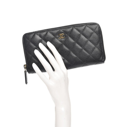Chanel Caviar Quilted Large Gusset Zip Around Wallet Black 2 of 9