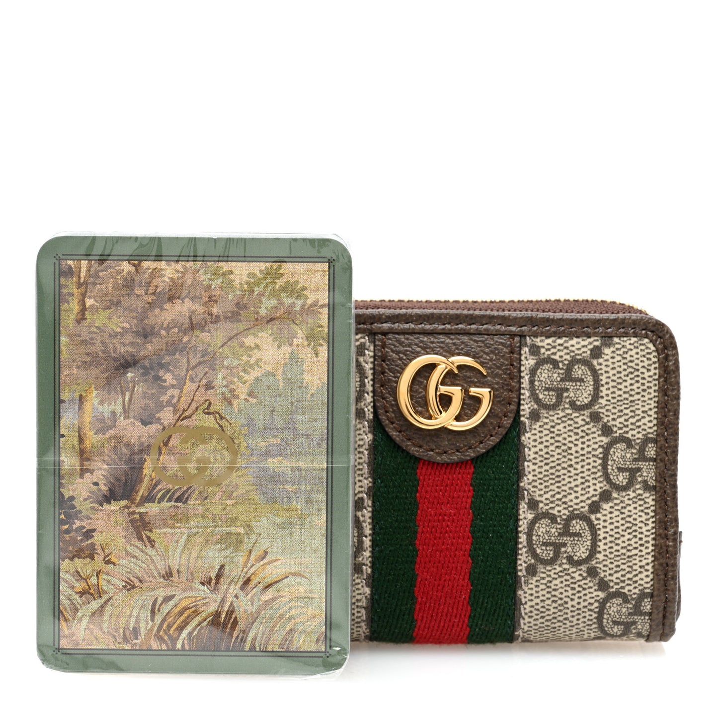 GG Supreme Monogram Web Ophidia Playing Card Case Beige New Acero