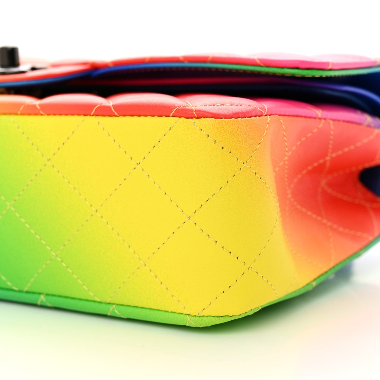Chanel Calfskin Quilted Medium Rainbow Double Flap Multicolor 10 of 12