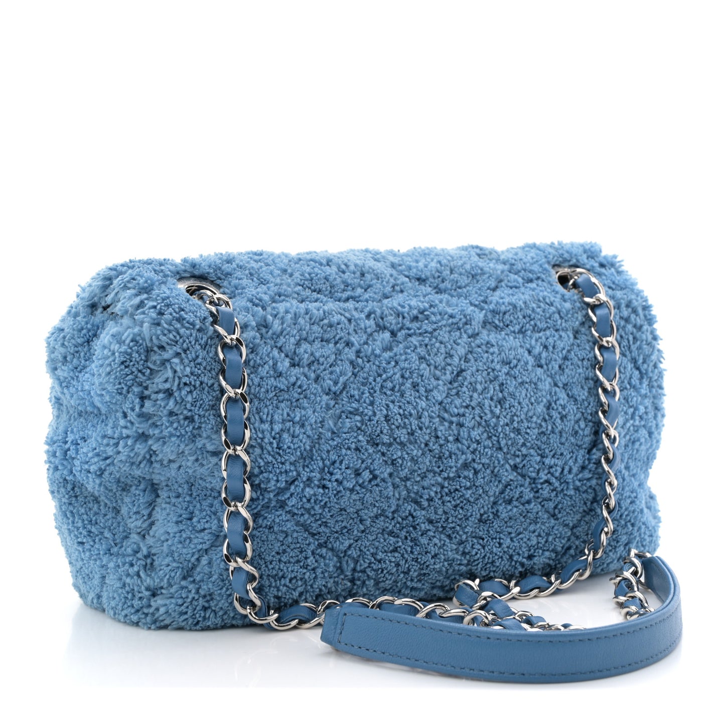 Lambskin Calfskin Mixed Fibers Quilted Small Flap Blue