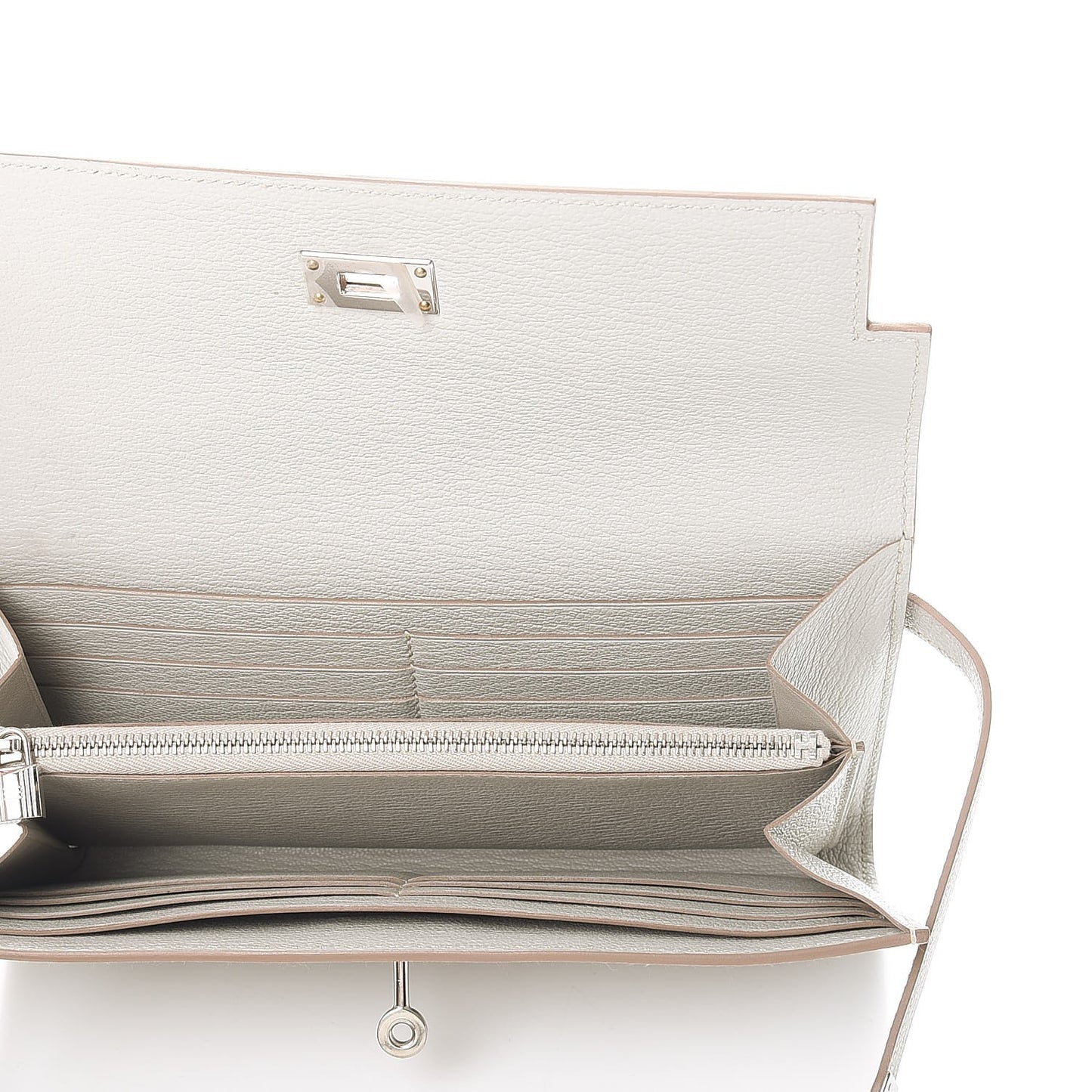 Chevre Mysore Kelly Longue Wallet Gris Perle
