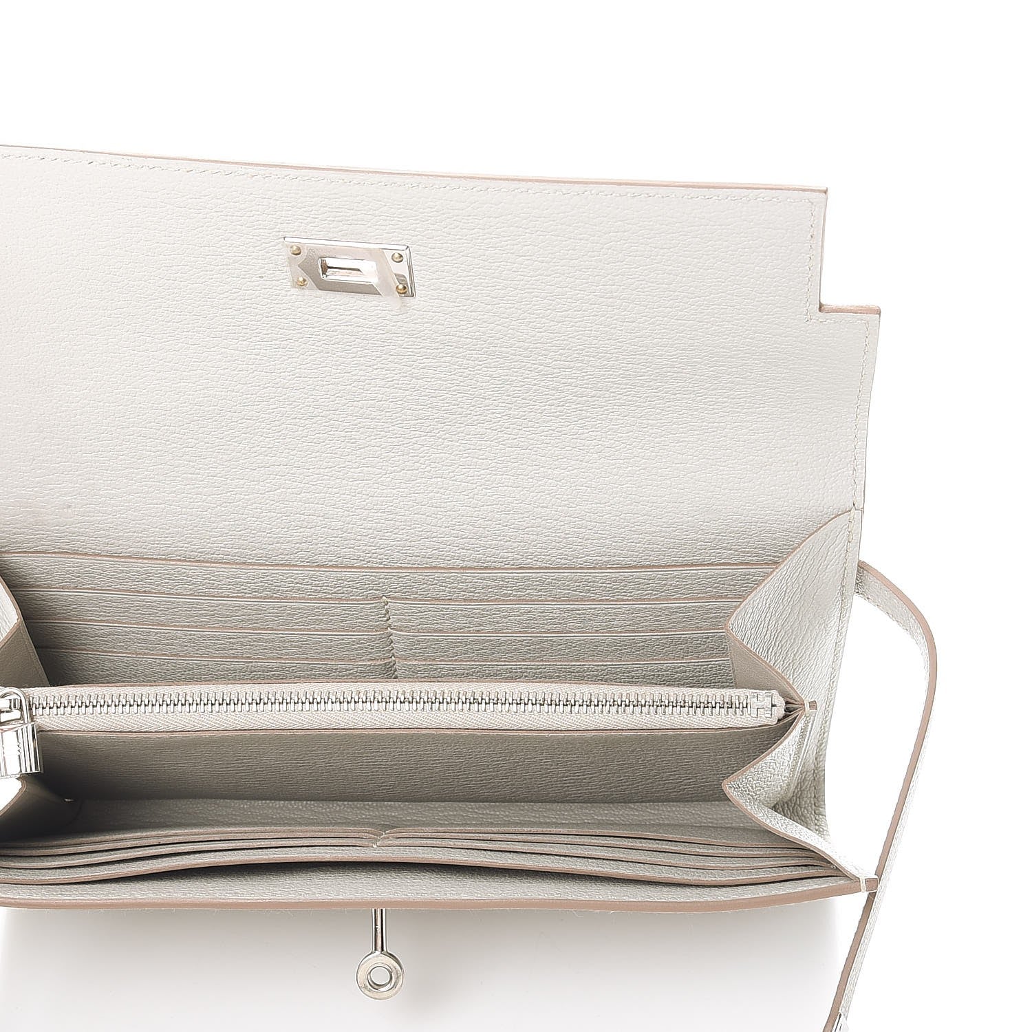 Hermes Chevre Mysore Kelly Longue Wallet Gris Perle 5 of 9