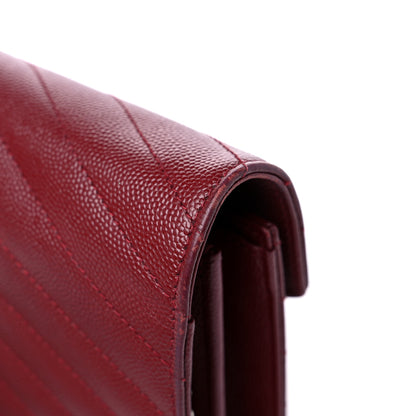Saint Laurent Grain De Poudre Matelasse Chevron Monogram Chain Wallet Palissandre 13 of 14