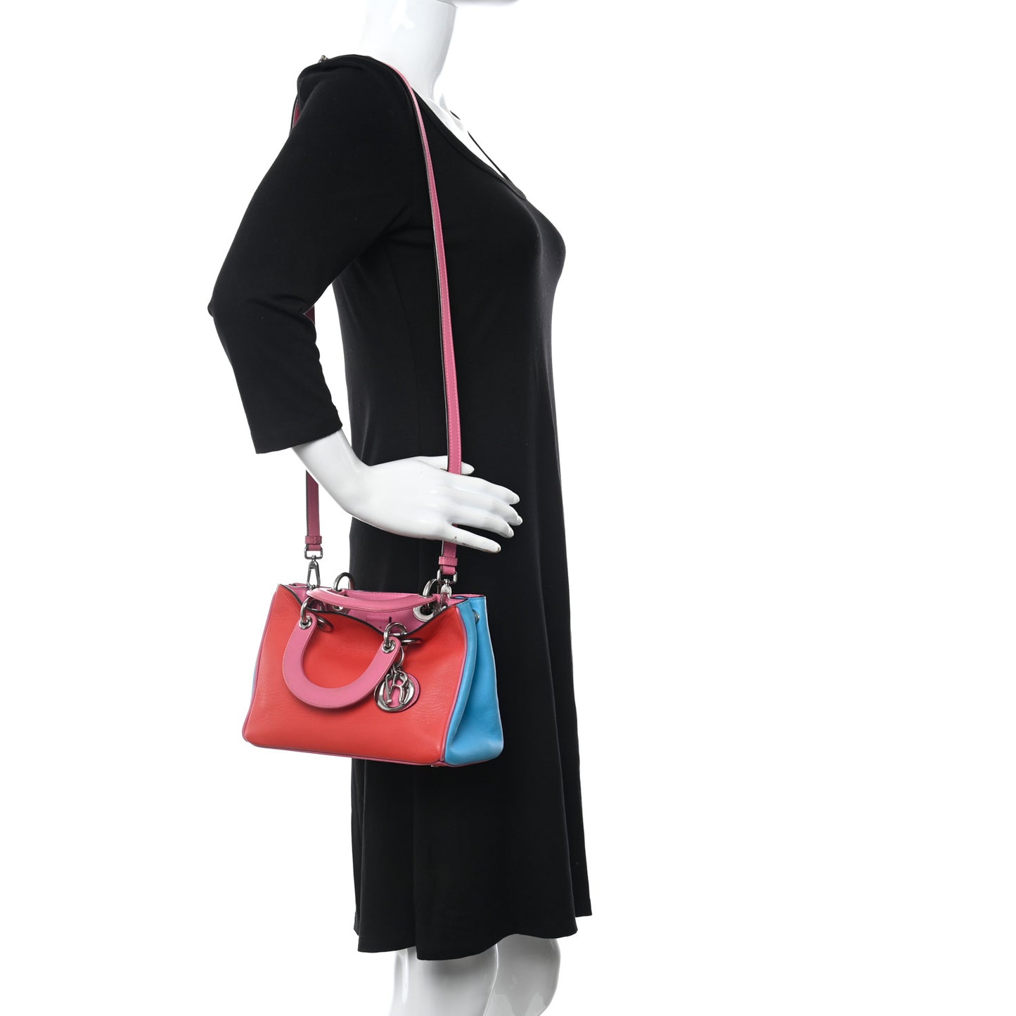 Calfskin Tri-Color Mini Diorissimo Tote Red Pink Blue